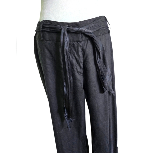 Apt. 9 Womens Linen Crop Pants With Wrap Belt Ebellished Buttons At Ankles -14 - Picture 3 of 7